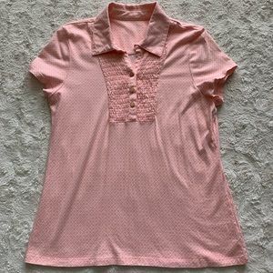 Charter Club Petite Baby Pink Diamond Print Polo
